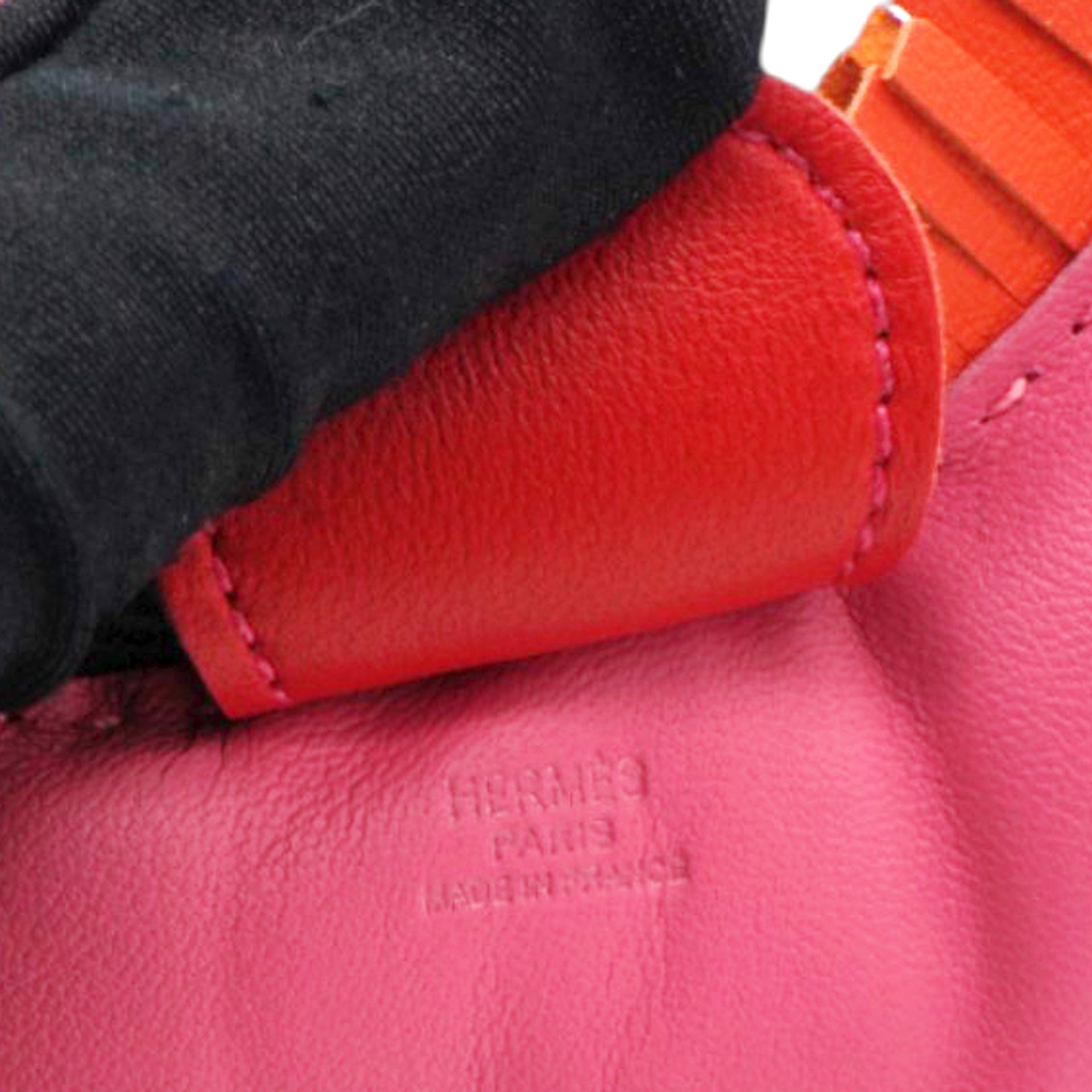 HERMES Milo Grigri Rodeo Horse Bag Charm MM Rose Azalee Orange Poppy 