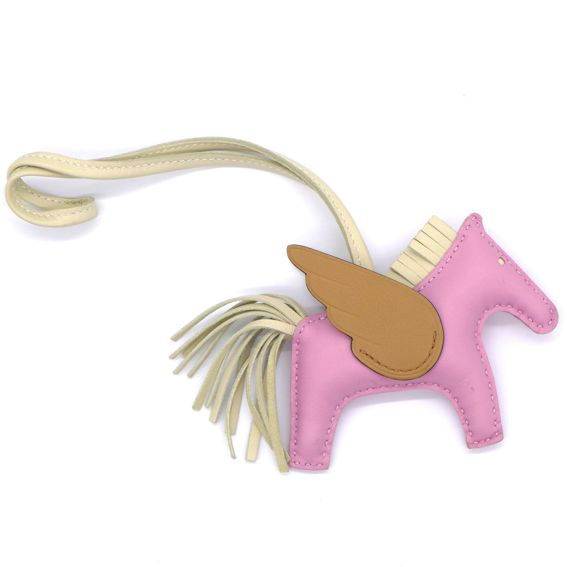 HERMES Milo Lambskin Grigri Rodeo Pegase Horse Bag Charm MM Mauve Sylvestre Craie Chai 