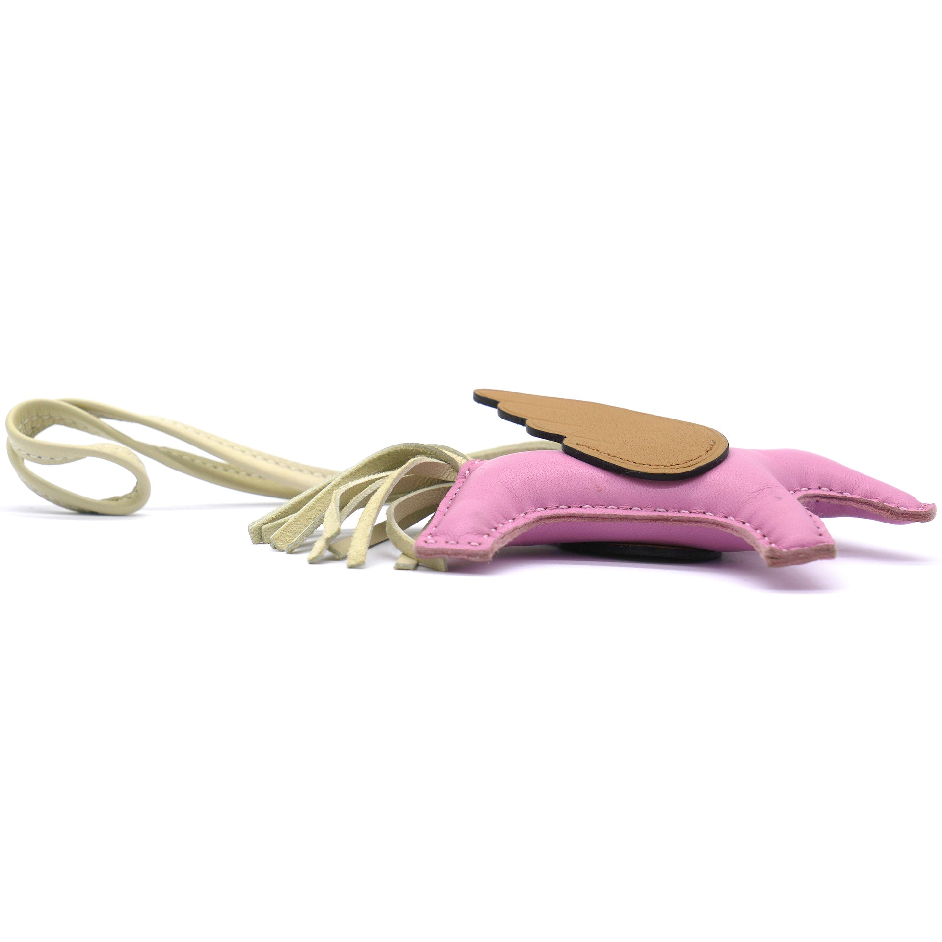 HERMES Milo Lambskin Grigri Rodeo Pegase Horse Bag Charm MM Mauve Sylvestre Craie Chai 