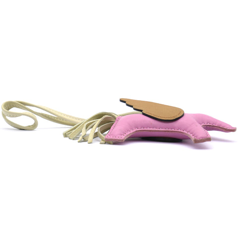 HERMES Milo Lambskin Grigri Rodeo Pegase Horse Bag Charm MM Mauve Sylvestre Craie Chai 