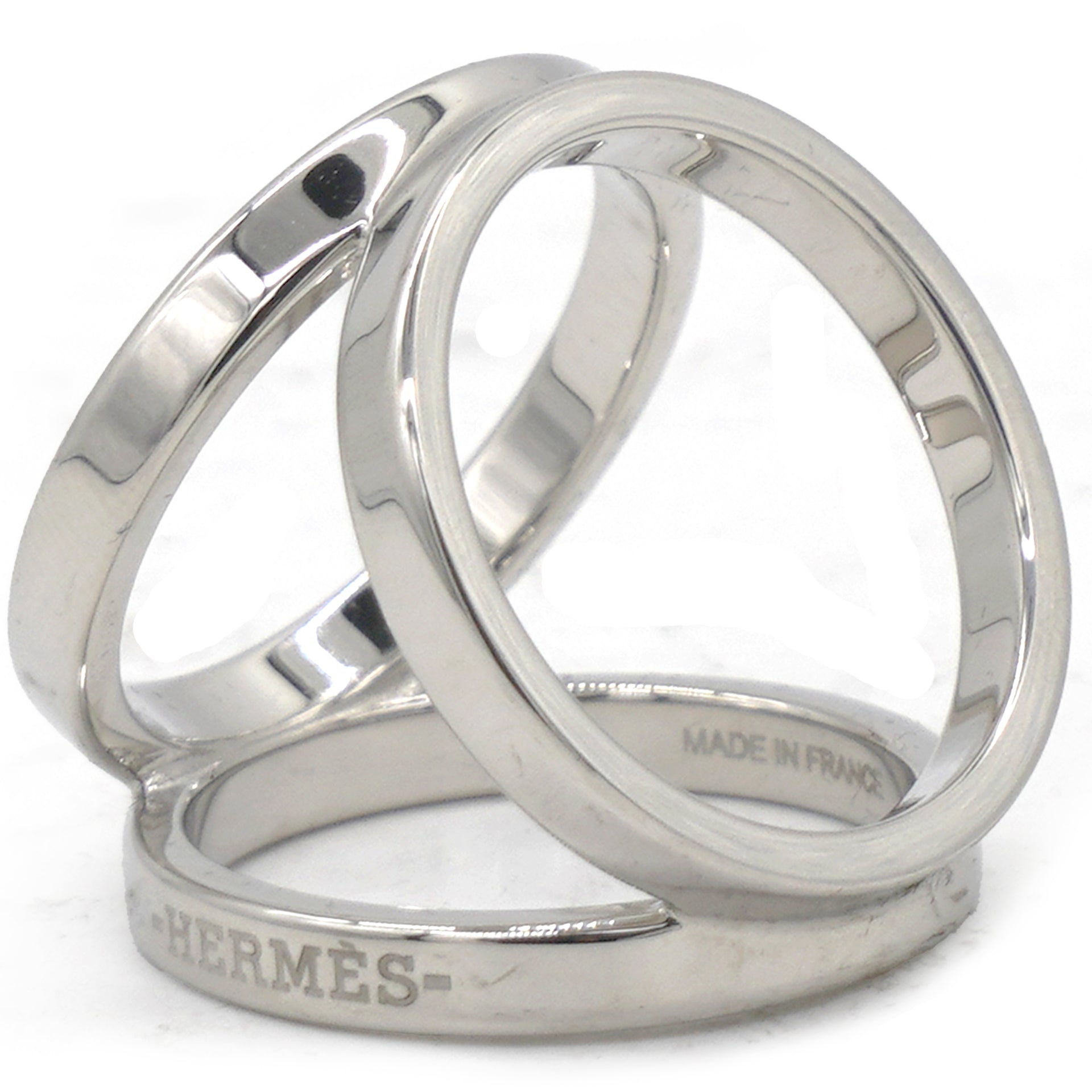 HERMES Palladium Trio Scarf Ring 