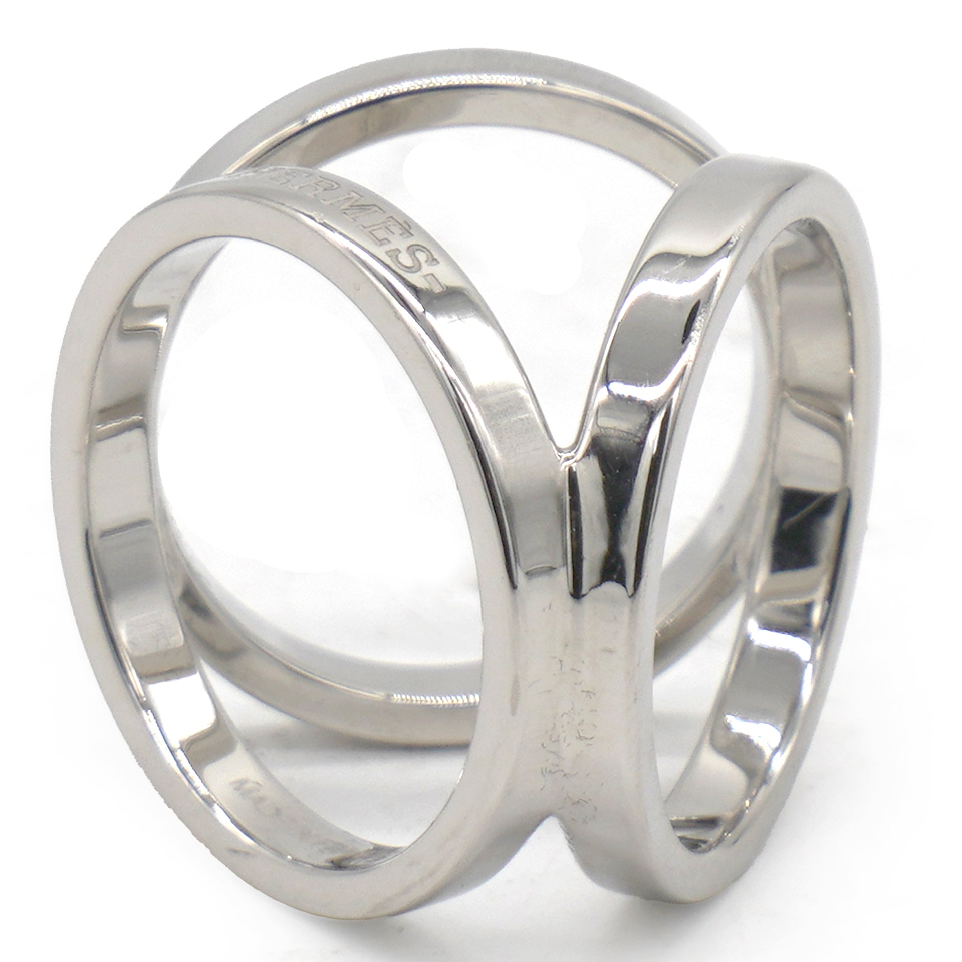 HERMES Palladium Trio Scarf Ring 