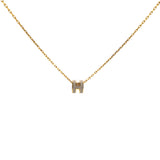 HERMES Pop H Mini Grey Lacquer Yellow Gold-Plated Pendant 