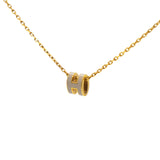 HERMES Pop H Mini Grey Lacquer Yellow Gold-Plated Pendant 