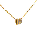 HERMES Pop H Mini Grey Lacquer Yellow Gold-Plated Pendant 