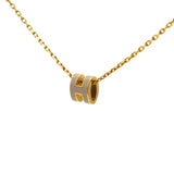 HERMES Pop H Mini Grey Lacquer Yellow Gold-Plated Pendant 
