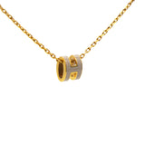 HERMES Pop H Mini Grey Lacquer Yellow Gold-Plated Pendant 