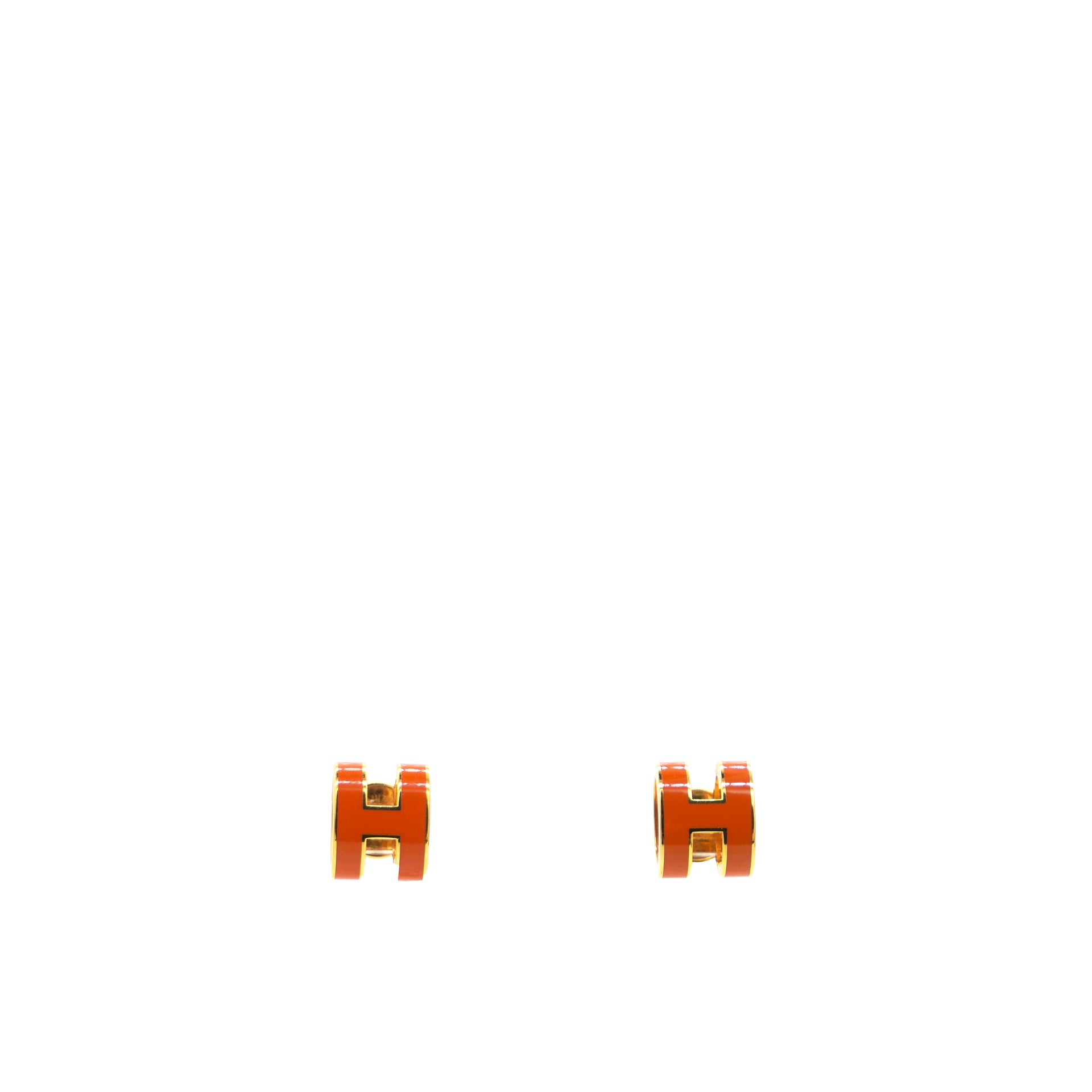 HERMES Pop H Orange Lacquer Earrings 