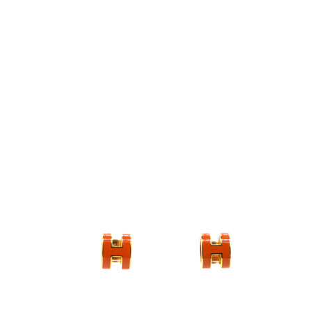 HERMES Pop H Orange Lacquer Earrings 