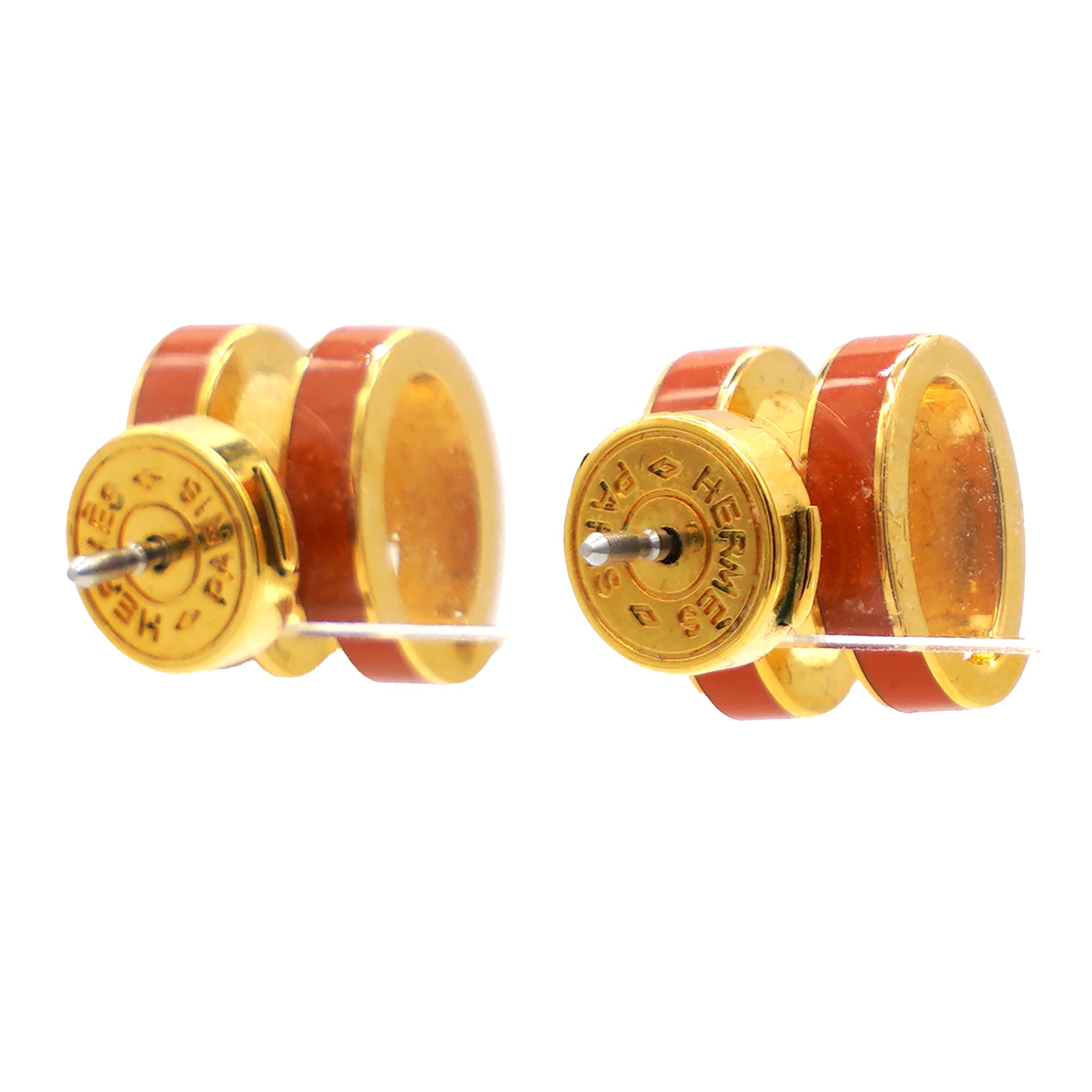 HERMES Pop H Orange Lacquer Earrings 