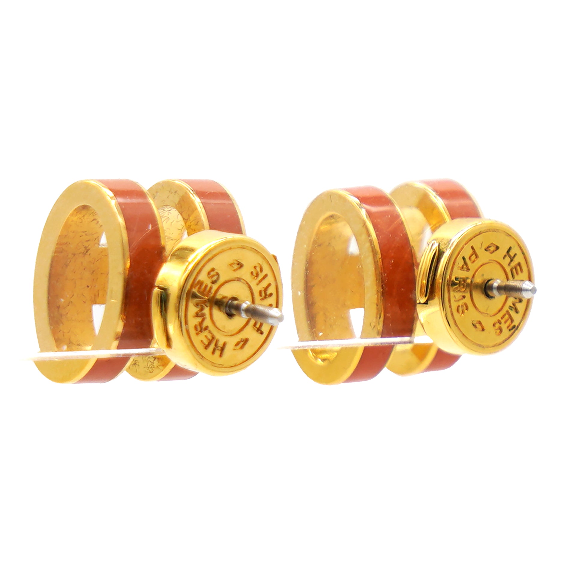 HERMES Pop H Orange Lacquer Earrings 