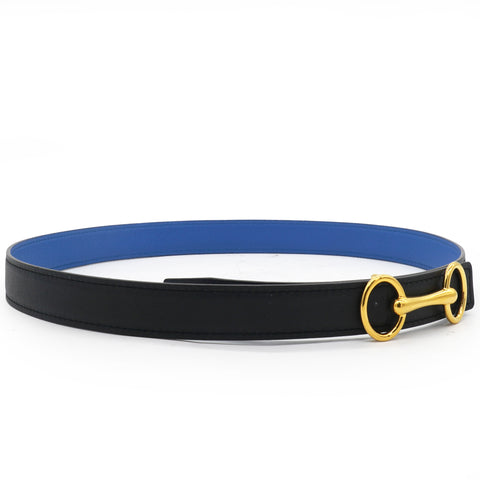 HERMES Reverse Heritage Belt 80 Black/Blue 