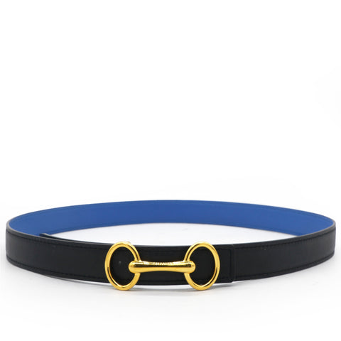 HERMES Reverse Heritage Belt 80 Black/Blue 