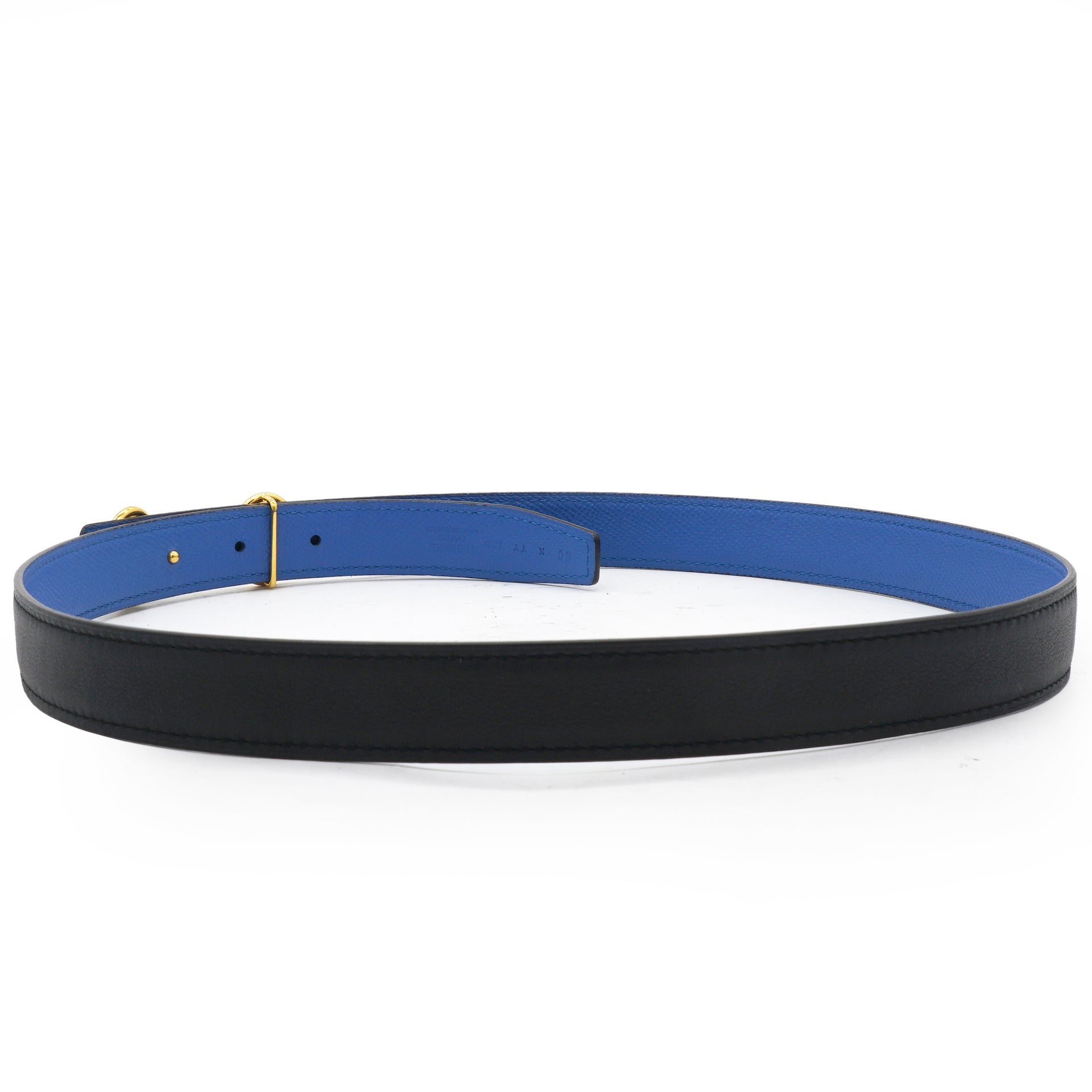 HERMES Reverse Heritage Belt 80 Black/Blue 