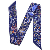 HERMES Silk Isola Di Primavera Twilly Marine Kaki White 