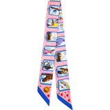 HERMES Twilly HERMES STORY Pink Blue Silk 