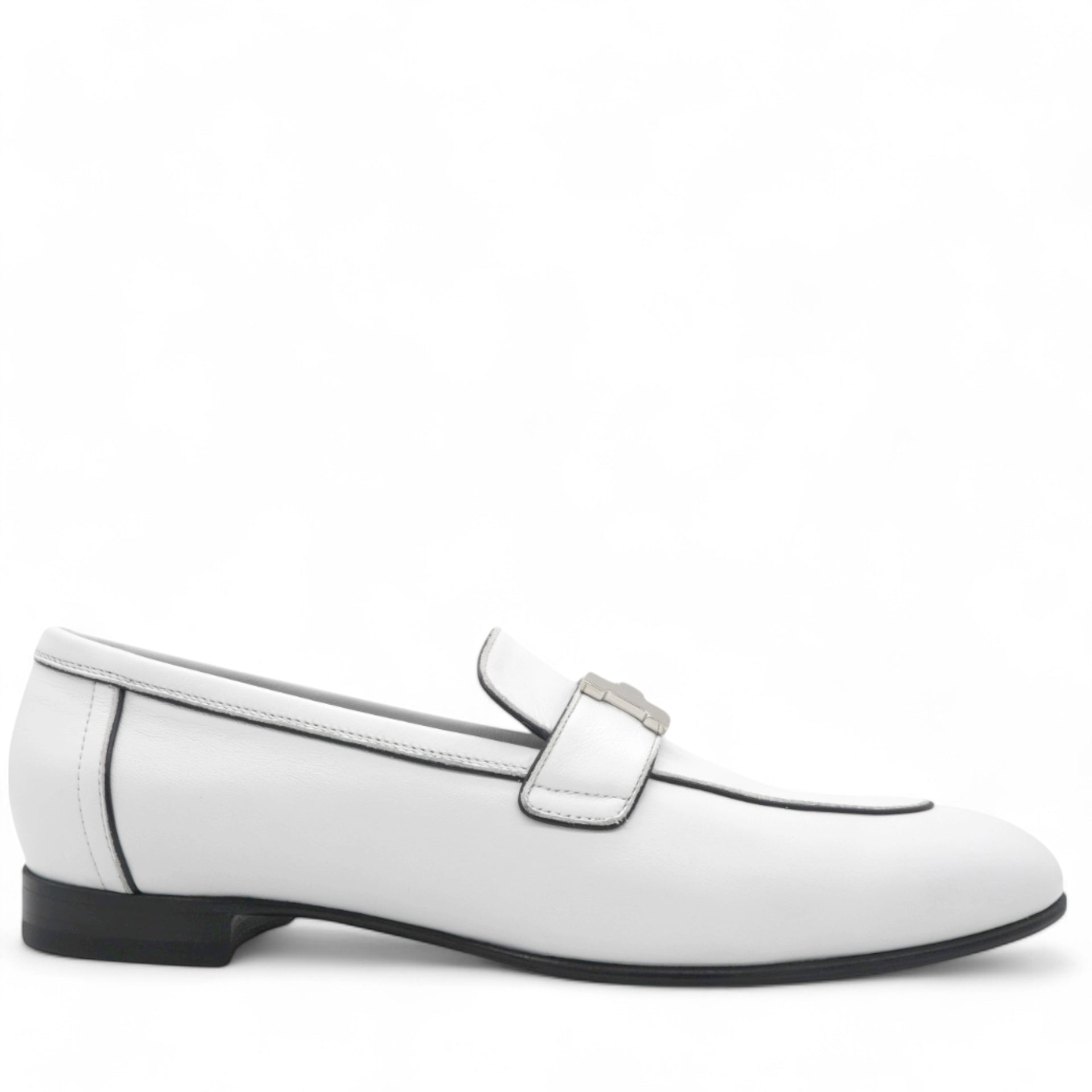 HERMES Womens Paris Loafers White Size39 