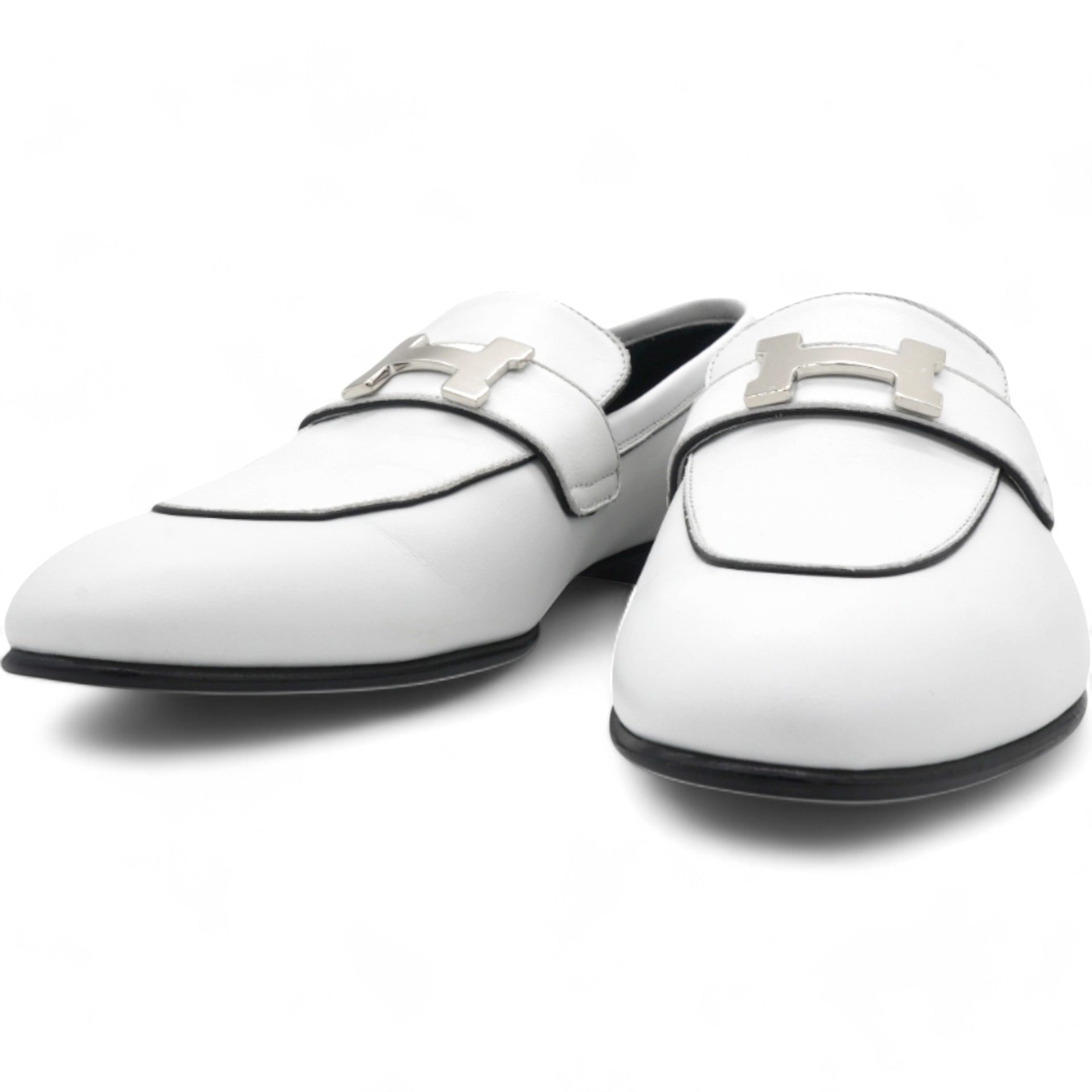 HERMES Womens Paris Loafers White Size39 