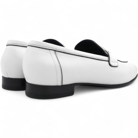 HERMES Womens Paris Loafers White Size39 