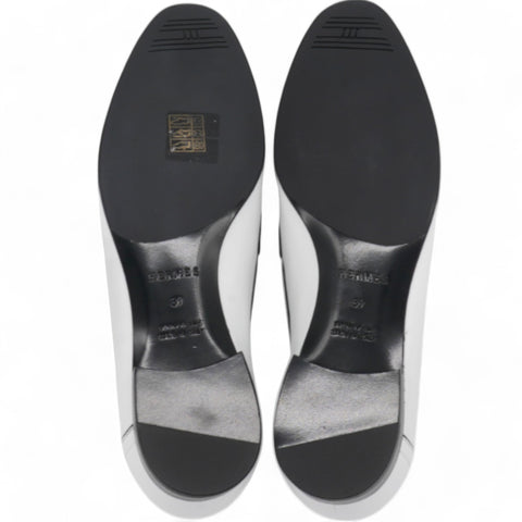 HERMES Womens Paris Loafers White Size39 