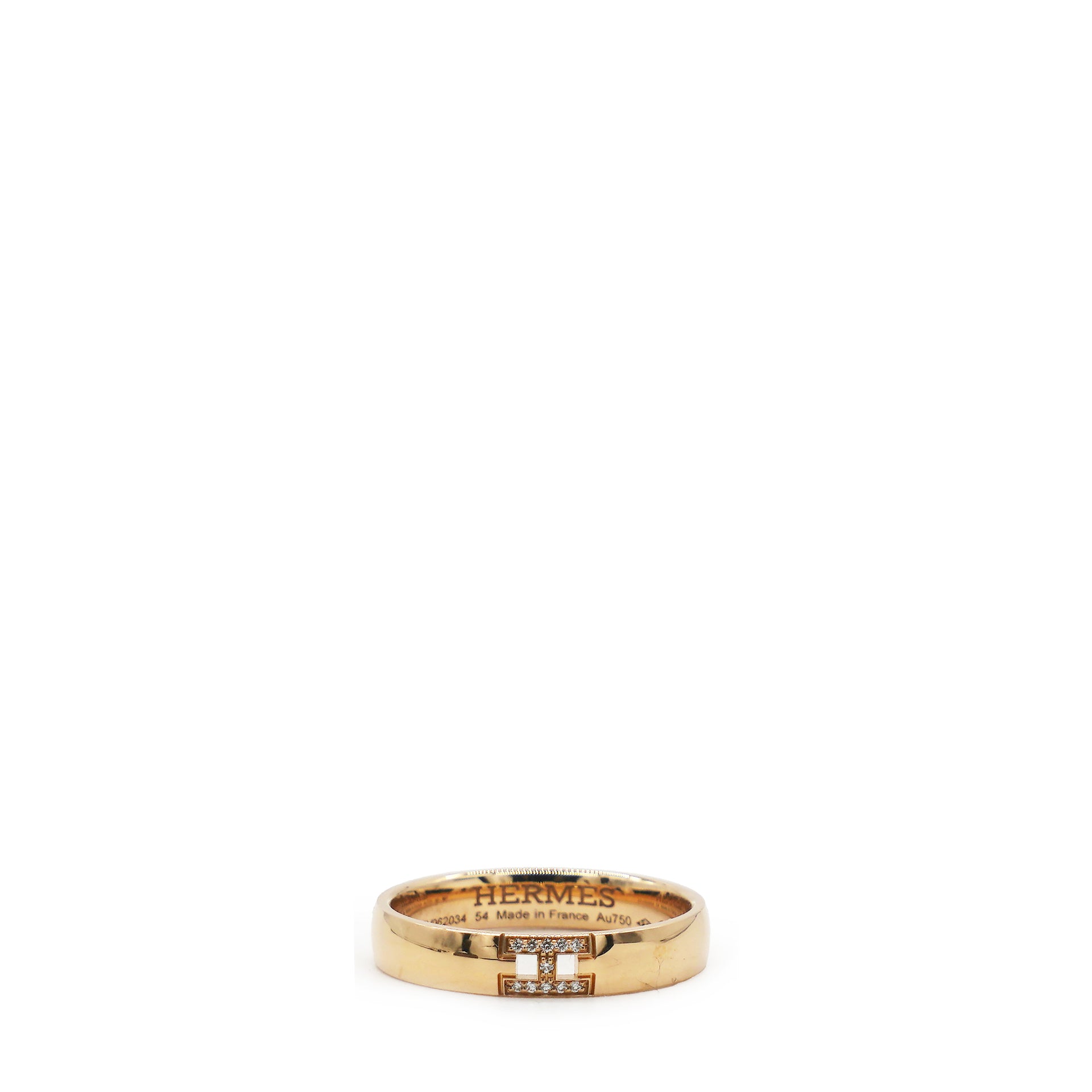 Hermes 18K Gold Hercules Diamond Band Ring Golden Size54