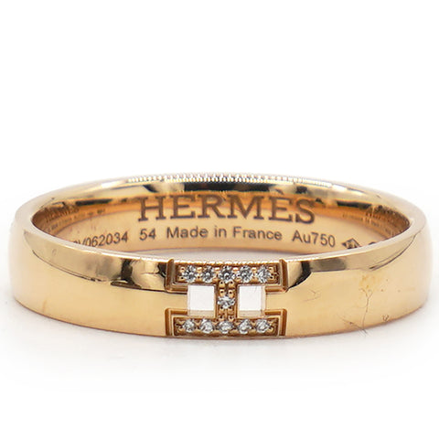 Hermes 18K Gold Hercules Diamond Band Ring Golden Size54
