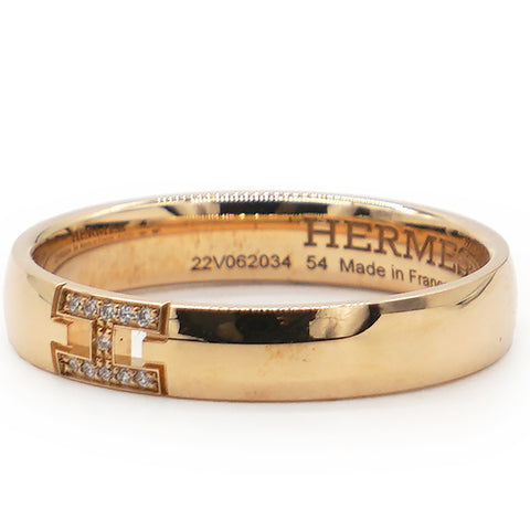 Hermes 18K Gold Hercules Diamond Band Ring Golden Size54 