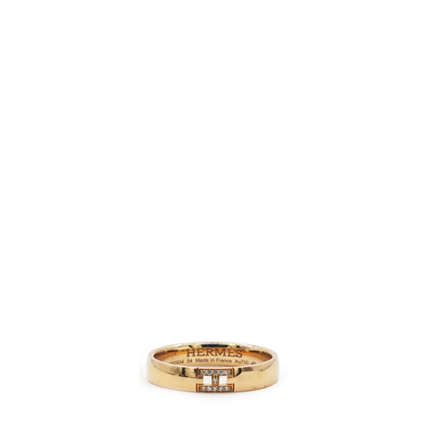 Hermes 18K Gold Hercules Diamond Band Ring Golden Size54