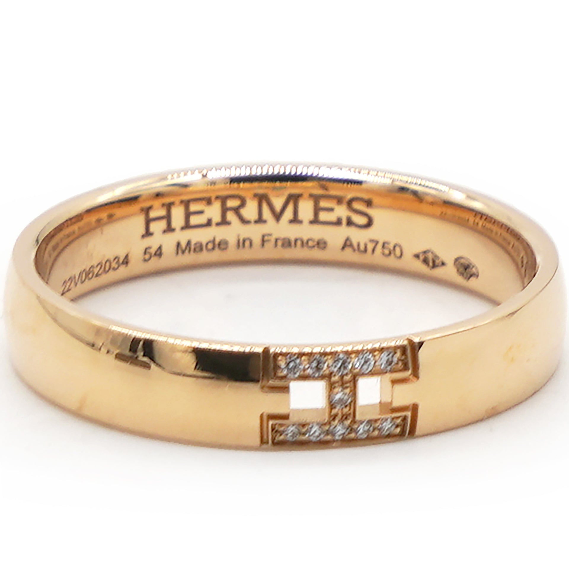 Hermes 18K Gold Hercules Diamond Band Ring Golden Size54 