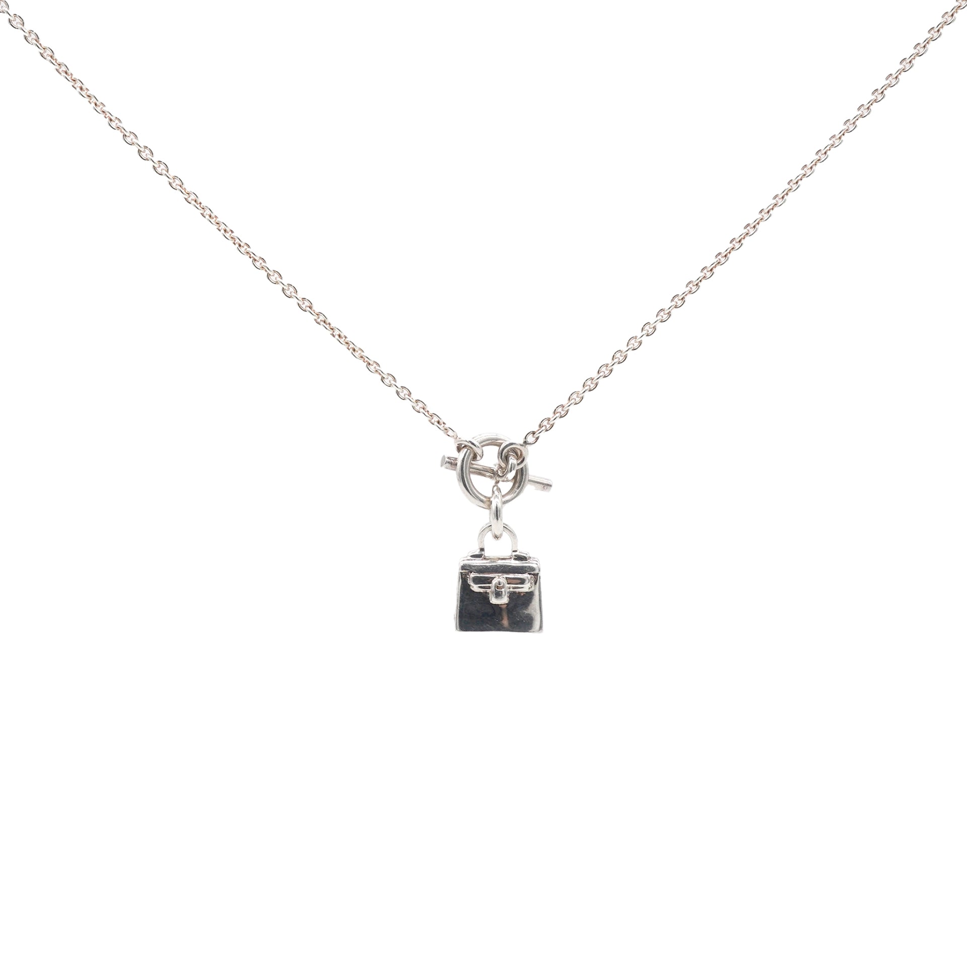 Hermes Amulet 925 Silver Kelly Pendant Necklace 