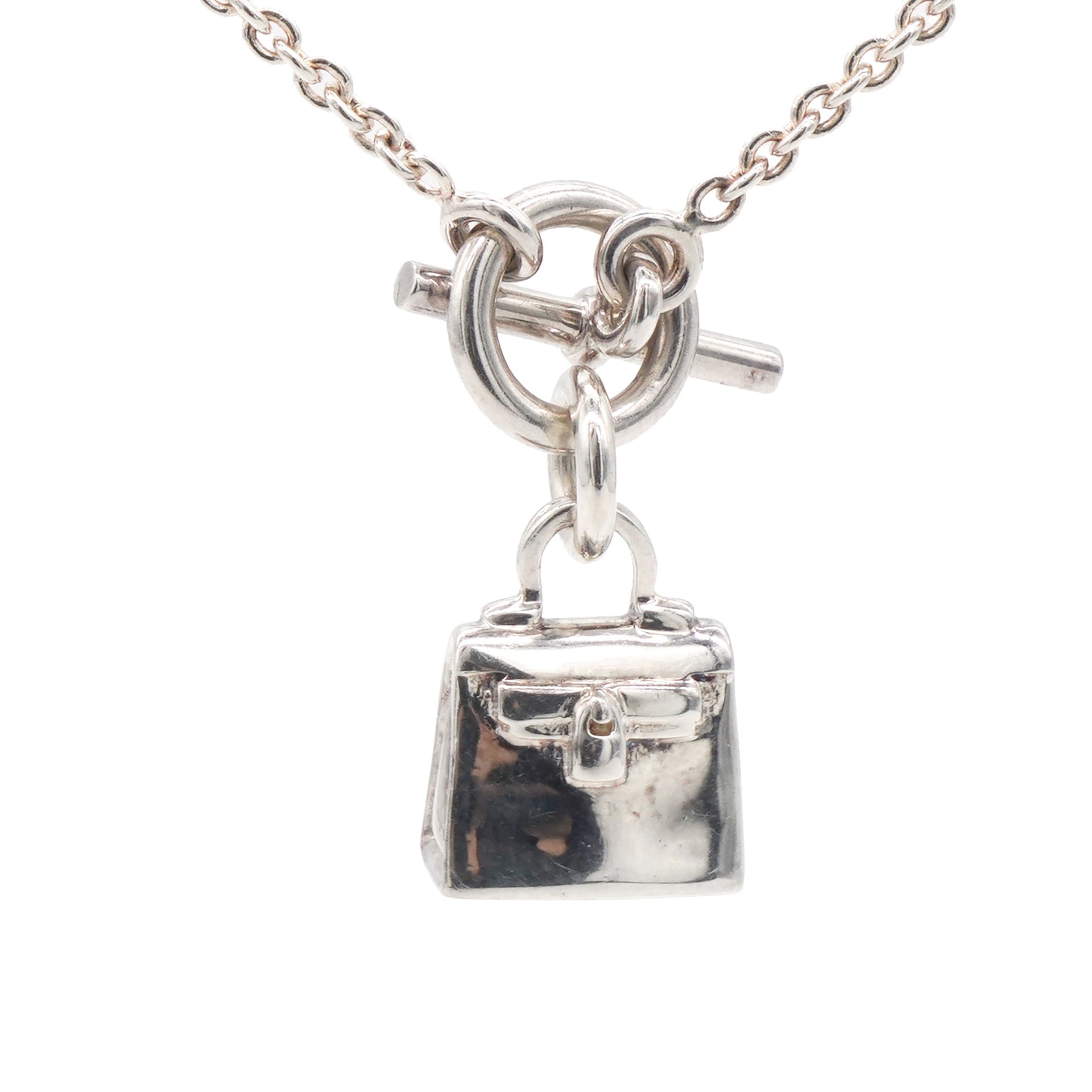 Hermes Amulet 925 Silver Kelly Pendant Necklace 