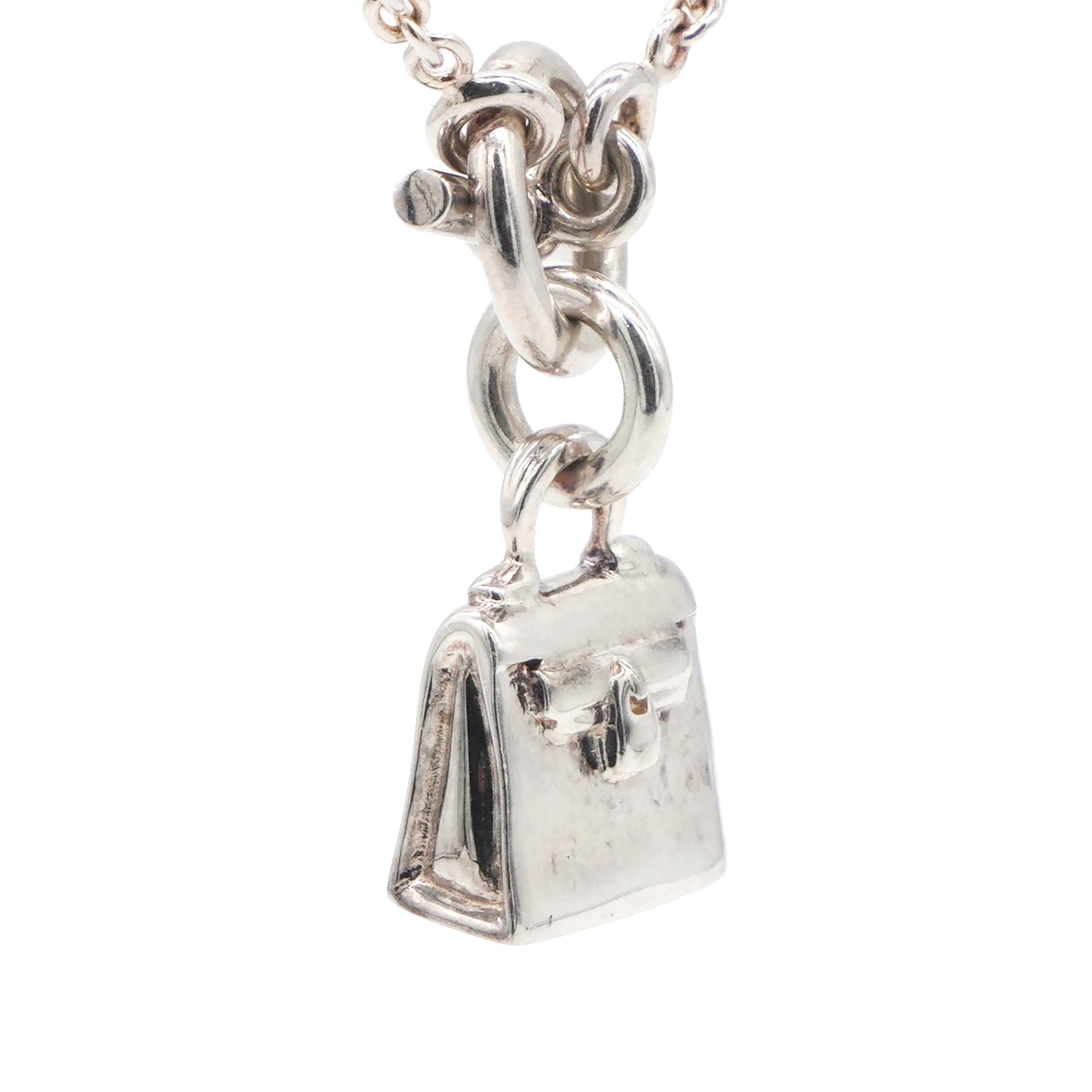 Hermes Amulet 925 Silver Kelly Pendant Necklace 