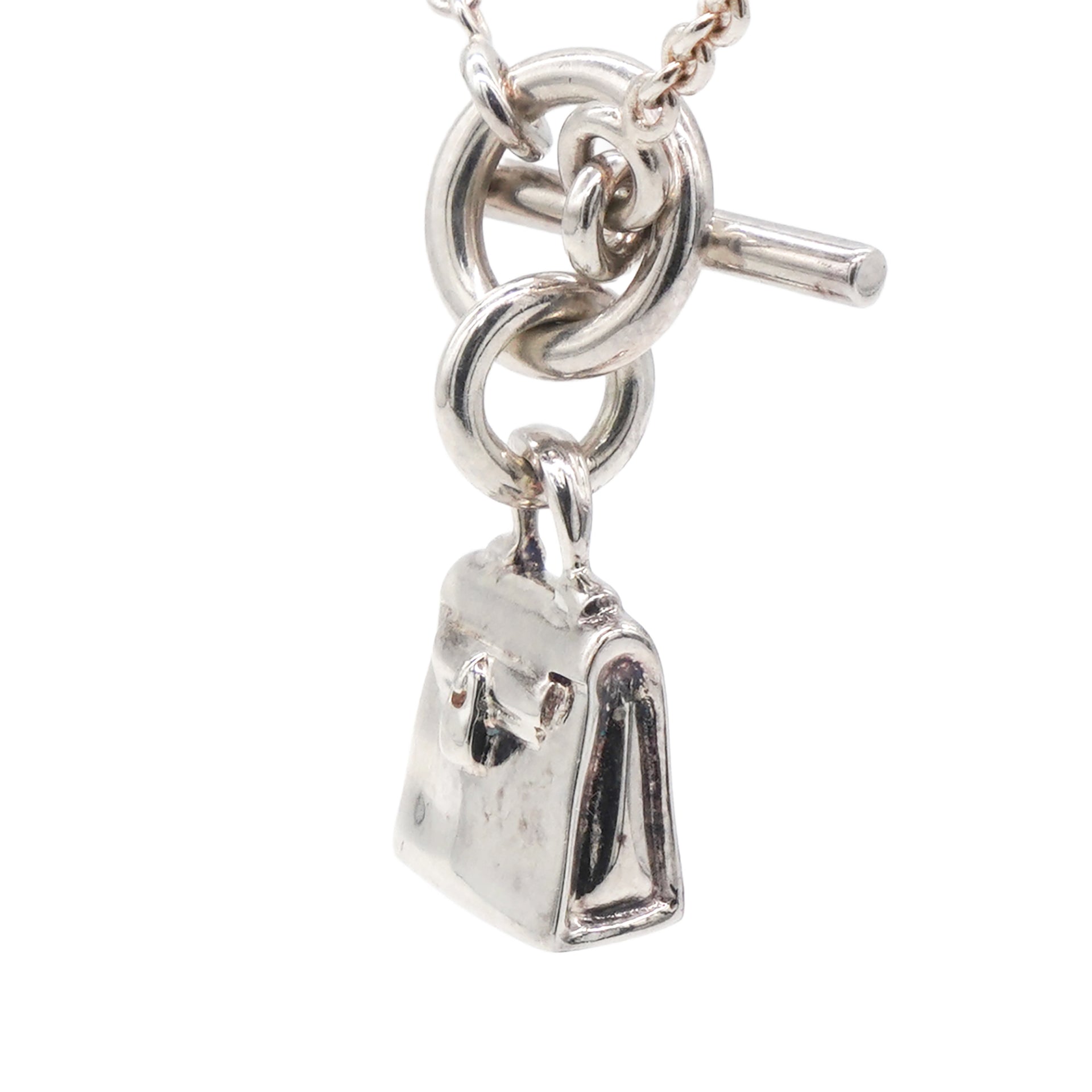 Hermes Amulet 925 Silver Kelly Pendant Necklace 