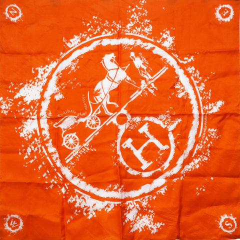 Hermes C.2009 Hugo Grygkar "Ex-Libris Globe-Trotter" Signature Logo Silk Scarf 