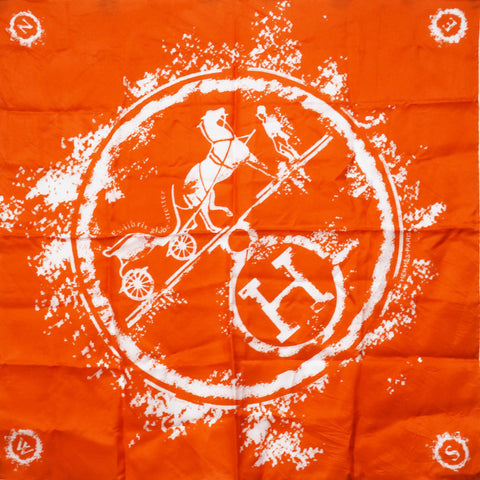 Hermes C.2009 Hugo Grygkar "Ex-Libris Globe-Trotter" Signature Logo Silk Scarf 