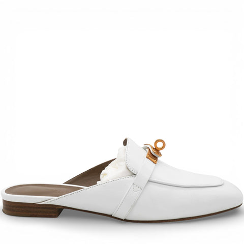 Hermes Calfskin Femma Oz Mules White Size37.5 