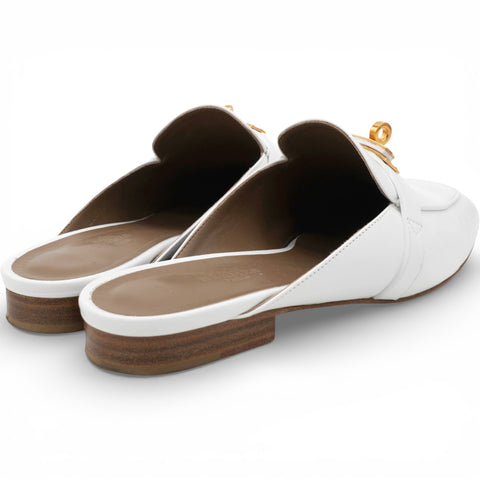 Hermes Calfskin Femma Oz Mules White Size37.5 