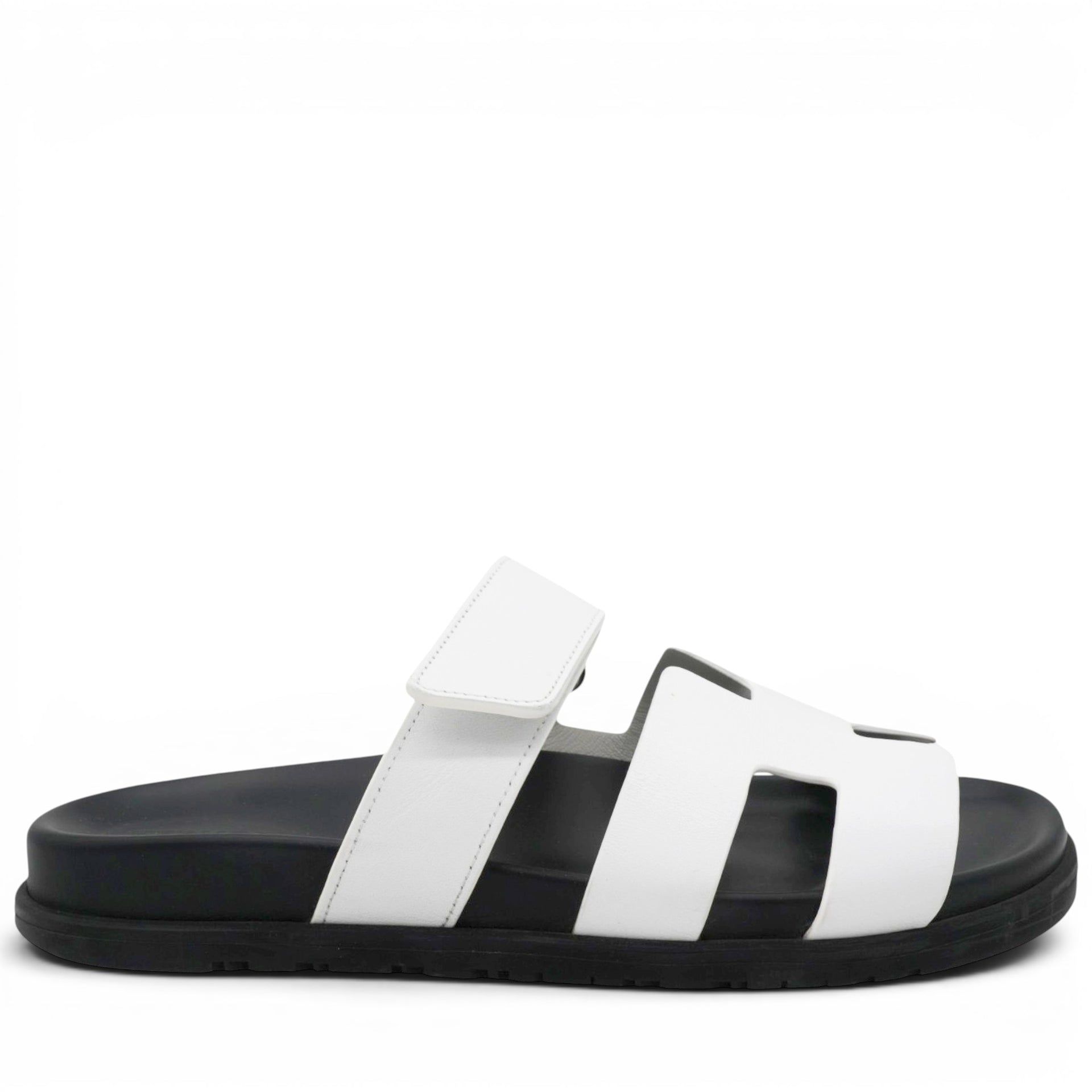 Hermes Calfskin Womens Chypre Sandals White Size40 