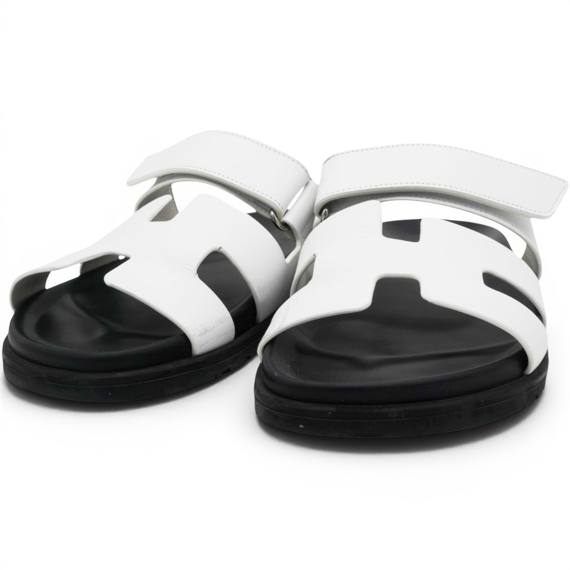 Hermes Calfskin Womens Chypre Sandals White Size40 