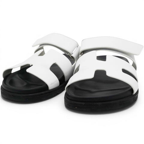Hermes Calfskin Womens Chypre Sandals White Size40 