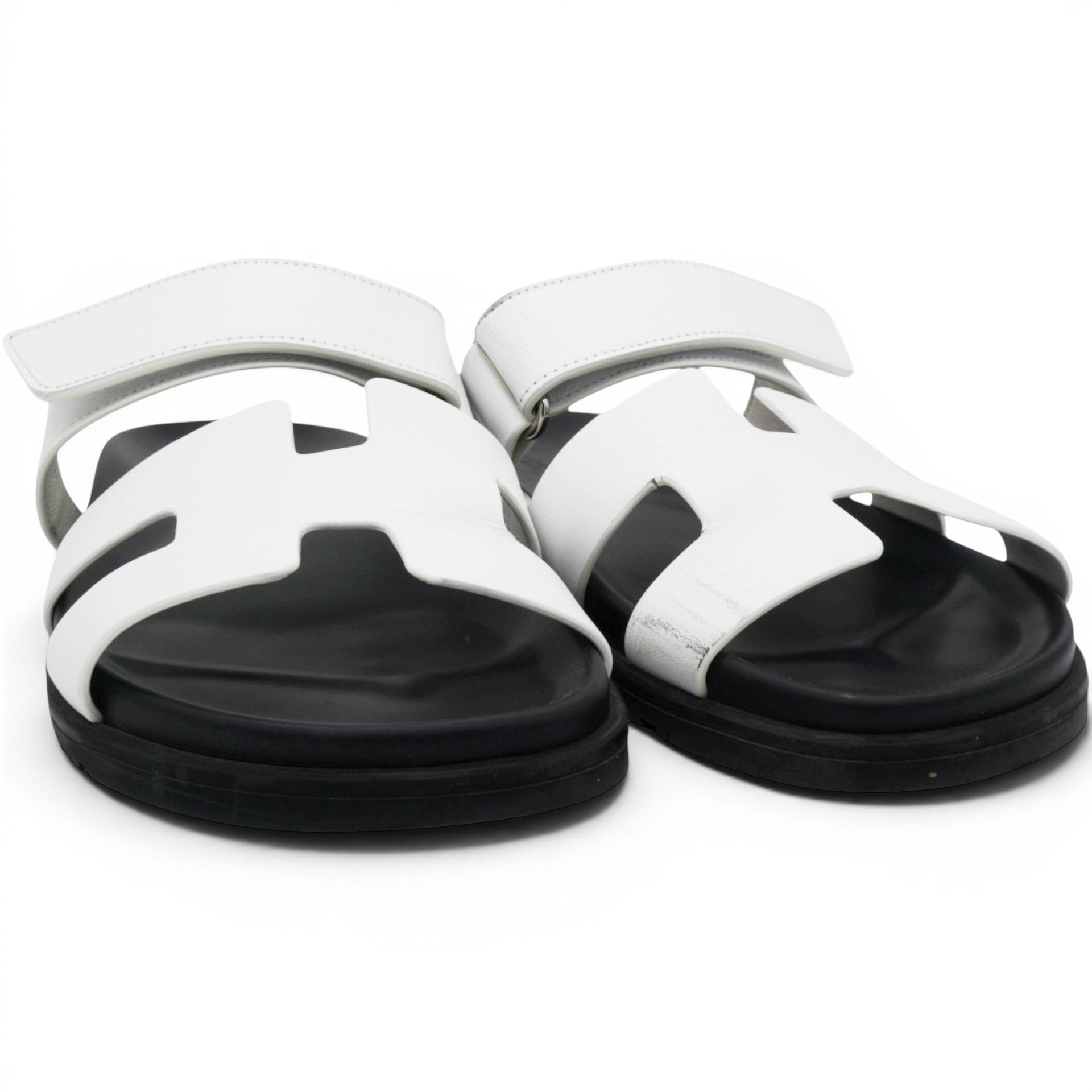 Hermes Calfskin Womens Chypre Sandals White Size40 