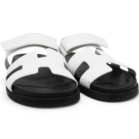 Hermes Calfskin Womens Chypre Sandals White Size40 
