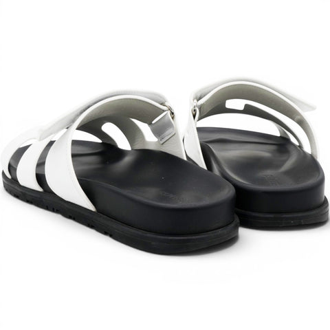 Hermes Calfskin Womens Chypre Sandals White Size40 