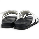 Hermes Calfskin Womens Chypre Sandals White Size40 