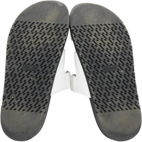 Hermes Calfskin Womens Chypre Sandals White Size40 