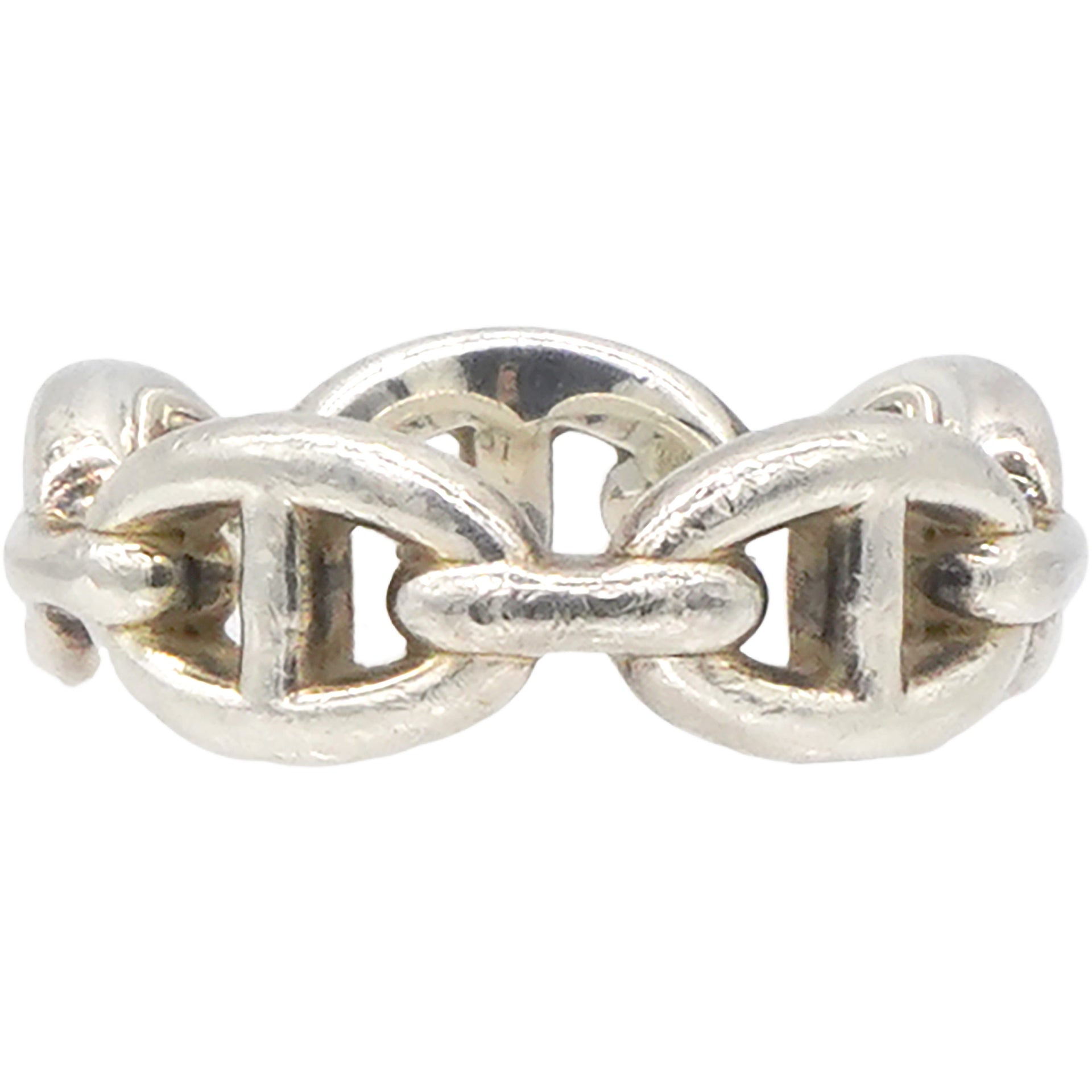 Hermes Chaine D'Ancre Silver 925 Fashion No Stone Band Ring Silver Size51 