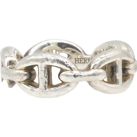 Hermes Chaine D'Ancre Silver 925 Fashion No Stone Band Ring Silver Size51 