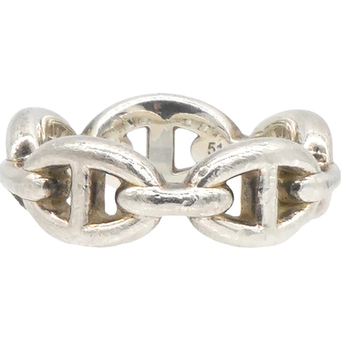 Hermes Chaine D'Ancre Silver 925 Fashion No Stone Band Ring Silver Size51 