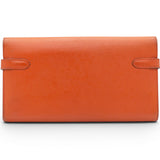 Hermes Chevre Mysore Kelly Longue Wallet Orange 