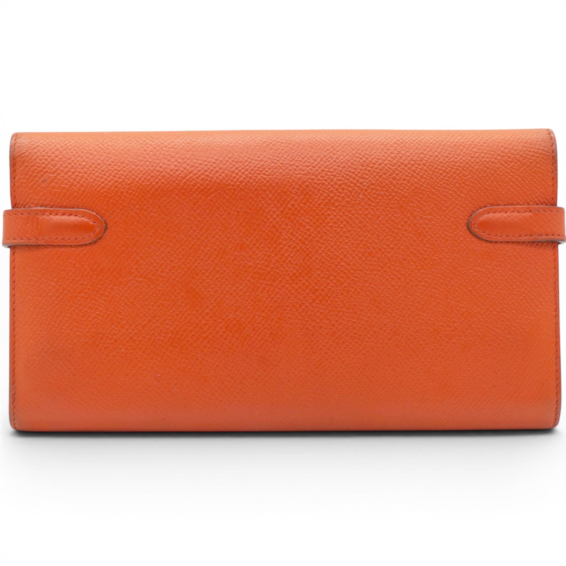 Hermes Chevre Mysore Kelly Longue Wallet Orange 